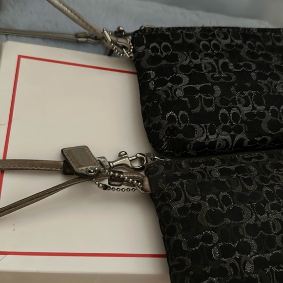 Coach Signature Black Silver Metallic Wristlet *2 for 1* - Picture 5 of 7